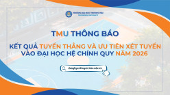 KẾT QUẢ TUYỂN THẲNG VÀ ƯU TIÊN XÉT TUYỂN VÀO ĐẠI HỌC HỆ CHÍNH QUY NĂM 2026
